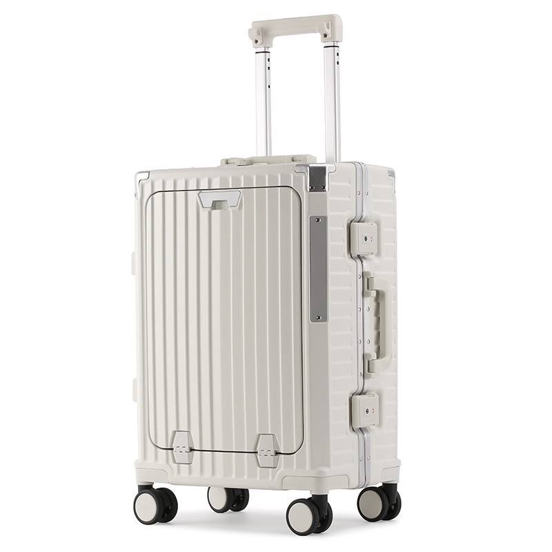 Multi-Functional Front Opening Luggage 20 Inch - PC Aluminum Frame, Rechargeable Combination Lock Carry-On