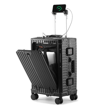 24-Inch Large Capacity Travel Aluminum Frame Luggage: Multi-Functional Durable Suitcase for Business & Leisure Travelers