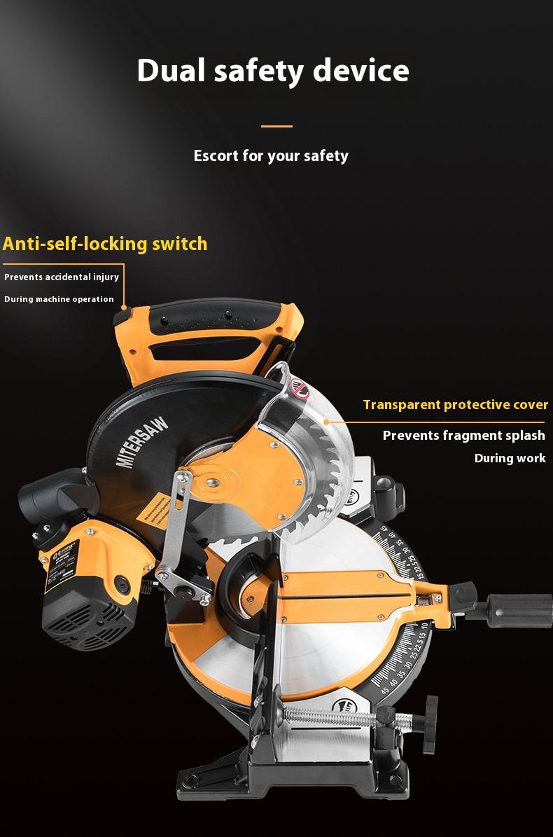 10-Inch 255MM Electric Multifunctional Aluminum Saw Wood Cutting Machine with 45 Degree Miter for Aluminum Work