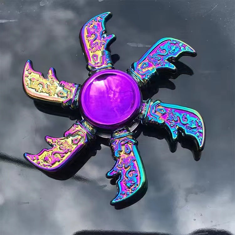 Hot Sale Anti Stress Toy Zinc Alloy Rainbow Dazzling Heptagonal Hand Spinner Gyro Fidget Toys