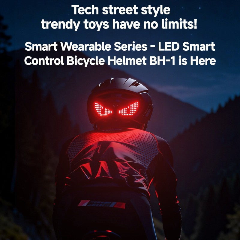 Unisex Bike Helmet, LED Demon Eye Warning Light, Night Riding Safety Helmet