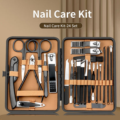 Stainless Steel 24-Piece Nail Clipper Set Multi-Purpose Manicure Tools