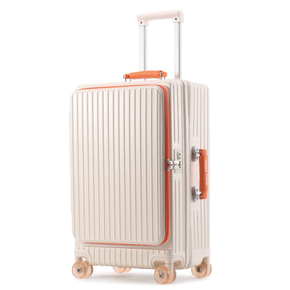 20-inch side-opening large-capacity new design trolley suitcase with jelly wheels.