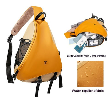 New stylish and trendy men's shoulder bag, large capacity, multi-functional sports chest bag, crossbody bag, student backpack