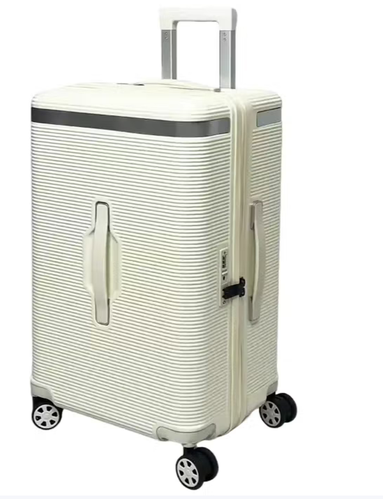 New travel suitcase with double explosion-proof zippers, 24 inch, high-end and convenient sports version trolley case, White