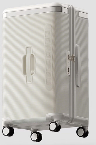 New travel suitcase with double explosion-proof zippers, 24 inch, high-end and convenient sports version trolley case, White