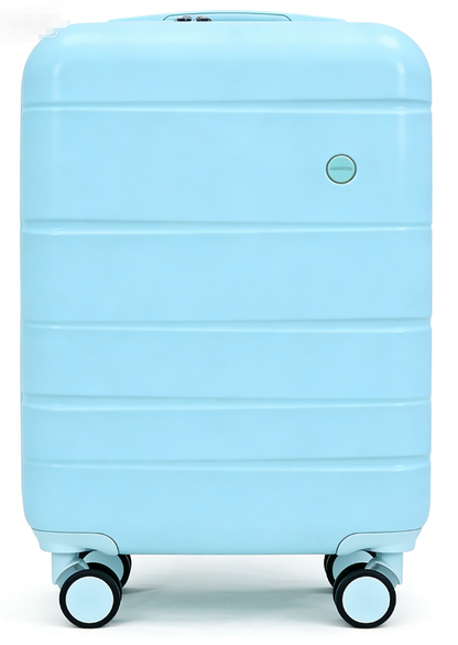24-inch light blue suitcase: ABS+PC waterproof material + 360° silent wheels, perfect capacity for travel.