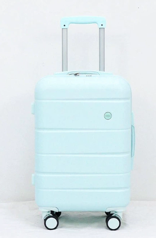 24-inch light blue suitcase: ABS+PC waterproof material + 360° silent wheels, perfect capacity for travel.