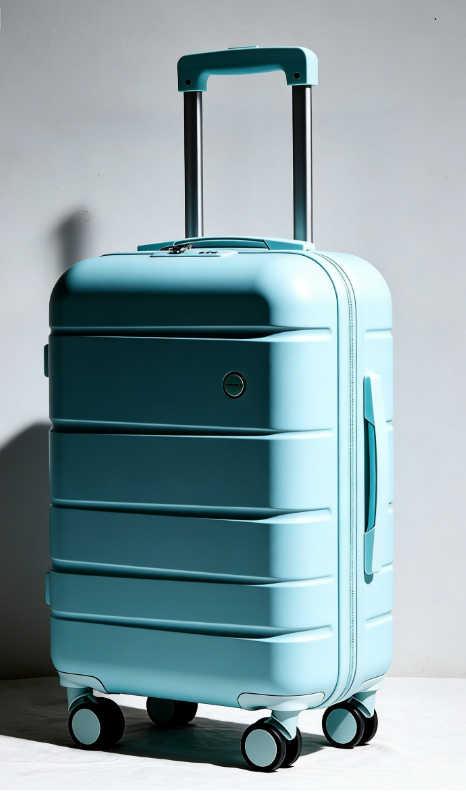 24-inch light blue suitcase: ABS+PC waterproof material + 360° silent wheels, perfect capacity for travel.