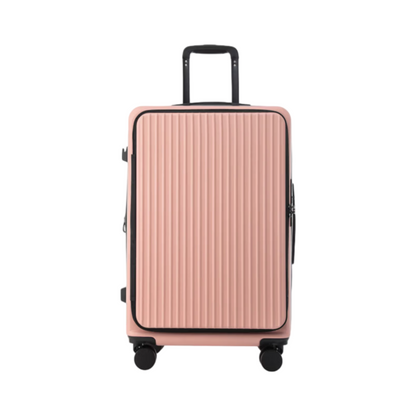 Front-Opening USB Charging Carry-On: 24-Inch Explosion-Proof Travel Suitcase with Lock