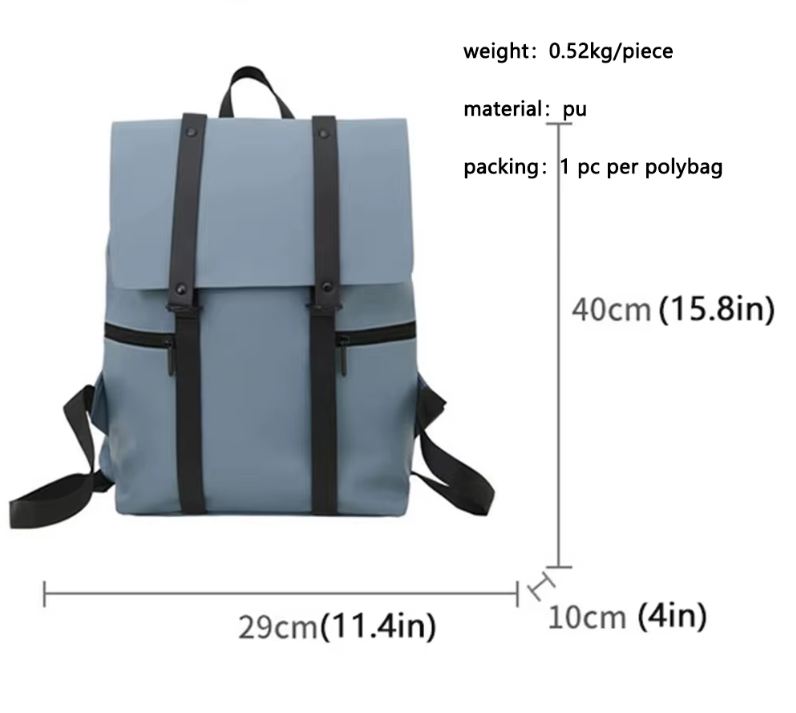 Sky Blue Backpack: Lightweight, Waterproof, Organized Storage with Breathable Back & Trolley Strap