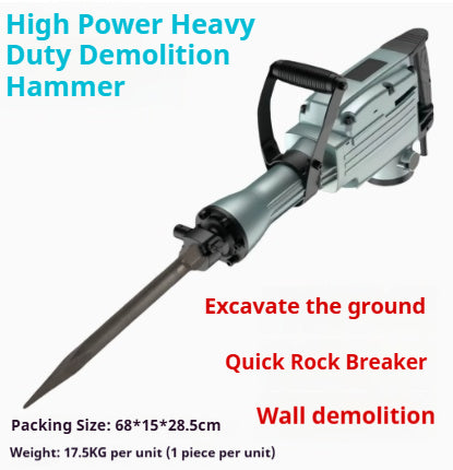 Industrial-Grade High-Power Electric Demolition Hammer — Model 65 Heavy-Duty Concrete Breaker for Wall Demolition and Grooving