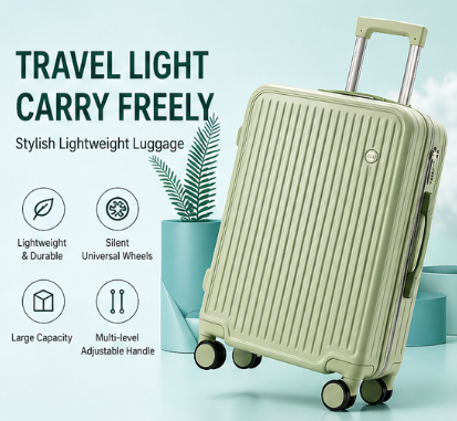 20-inch Macaron Light Travel Luggage | Vibrant Vertical Stripe Carry-On