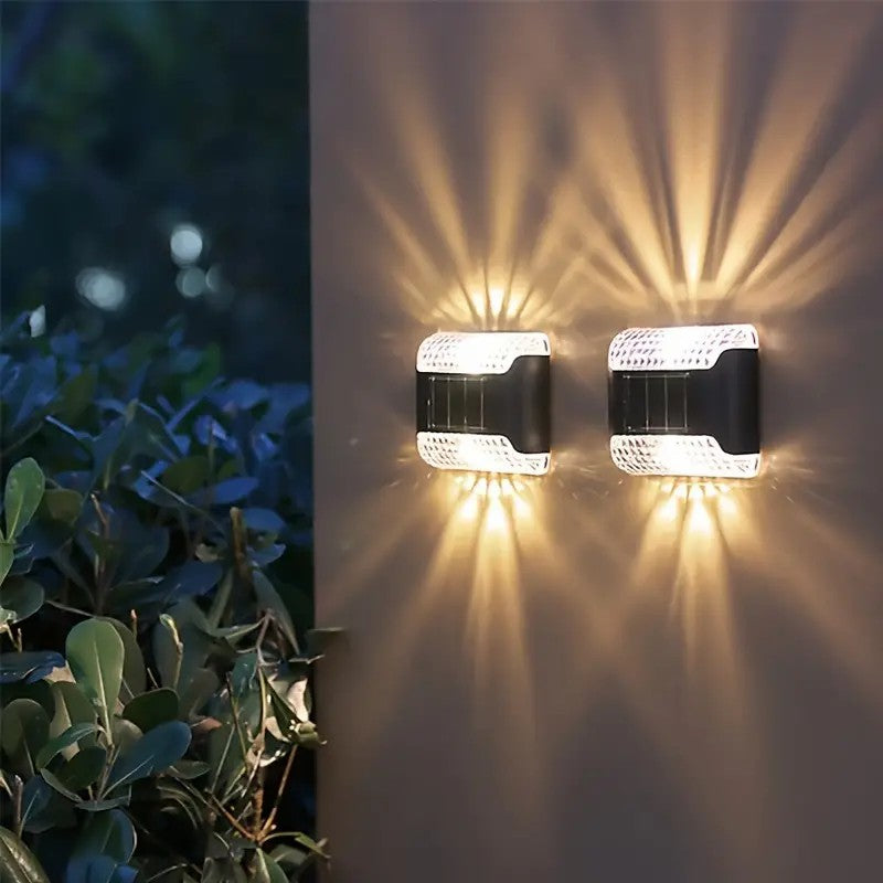 4 PCS LED Solar Wall Lights Outdoor Waterproof Automatic Sensor  and  House Courtyard Landscape Fence Balcony Decor Lamp