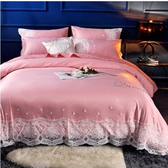 Silk Four-Piece Sheets Bed Sheet Double Nude Sleeping Quilt Cover Ice Silk Bedding 2.0M Bed