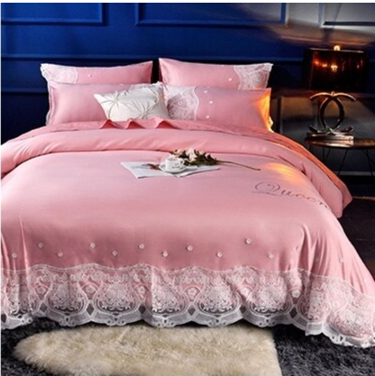Silk Four-Piece Sheets Bed Sheet Double Nude Sleeping Quilt Cover Ice Silk Bedding 2.0M Bed