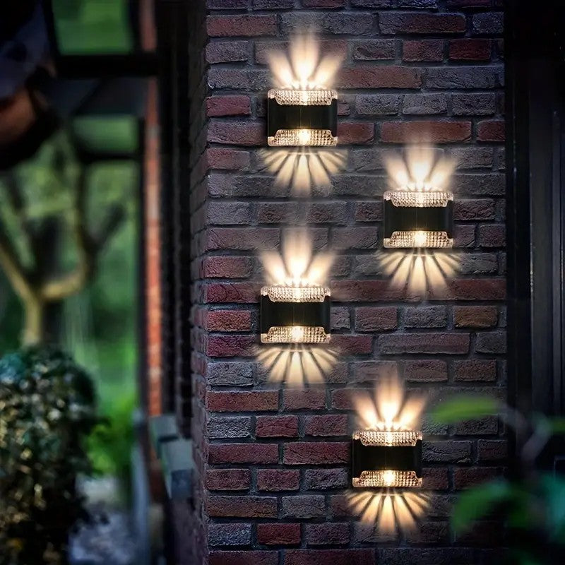 4 PCS LED Solar Wall Lights Outdoor Waterproof Automatic Sensor  and  House Courtyard Landscape Fence Balcony Decor Lamp