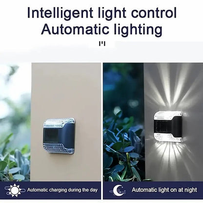 4 PCS LED Solar Wall Lights Outdoor Waterproof Automatic Sensor  and  House Courtyard Landscape Fence Balcony Decor Lamp