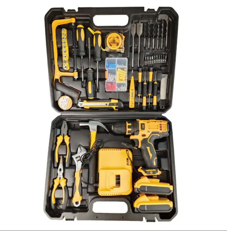 IFIXPRO 126Pcs Home Hardware Tool Kit Screwdriver Household Tool Box Set 8V Screwdriver Combination Set Home Kit Repair Tools