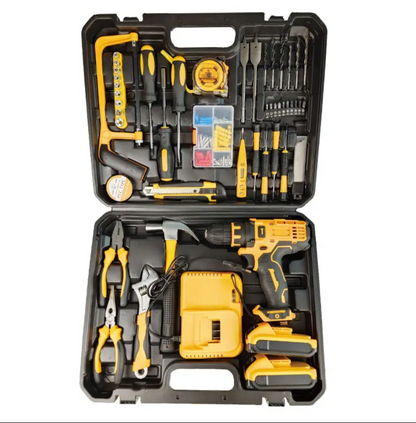 IFIXPRO 126Pcs Home Hardware Tool Kit Screwdriver Household Tool Box Set 8V Screwdriver Combination Set Home Kit Repair Tools