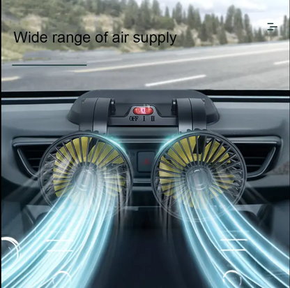 Cigarette Charge USB Charge Adjustable 360 Degree Rotating  Double Head Car air Cooling Fan