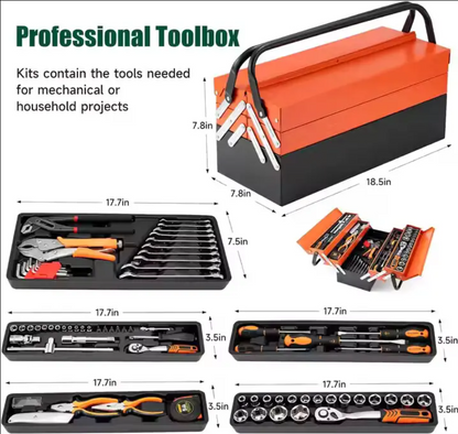 Professional 85-Piece Essential Hardware Tool Set for Home & Car Repair Ratchet Pliers & Socket Tools