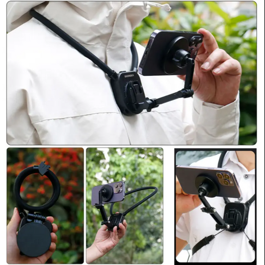 Smartphones Selfie Mount Hand Free Travel Phone Holder Magnetic POV Neck Mount
