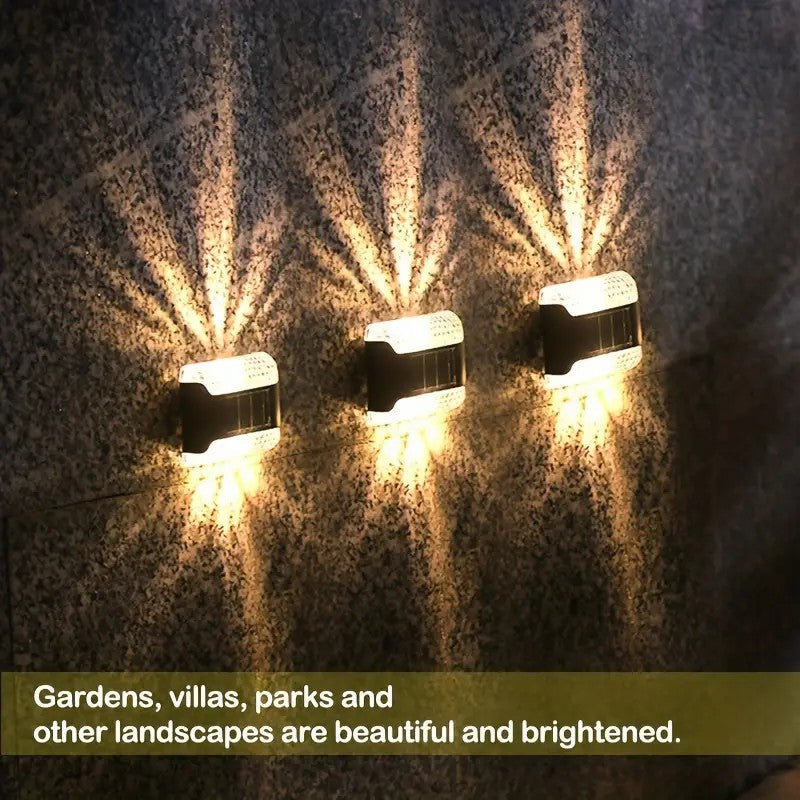 4 PCS LED Solar Wall Lights Outdoor Waterproof Automatic Sensor  and  House Courtyard Landscape Fence Balcony Decor Lamp
