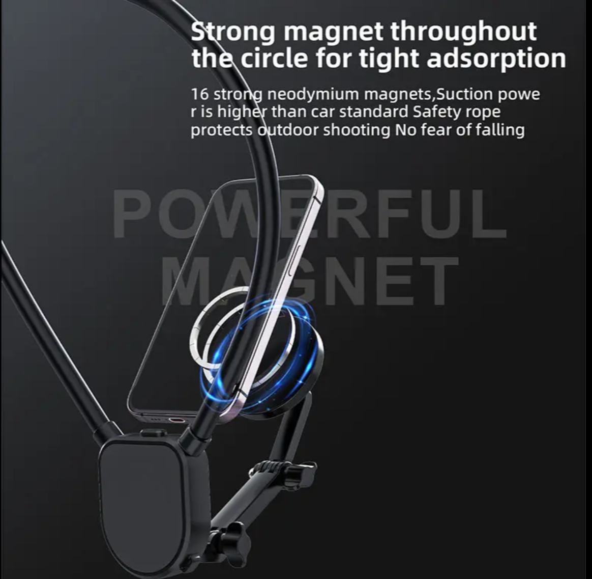 Smartphones Selfie Mount Hand Free Travel Phone Holder Magnetic POV Neck Mount