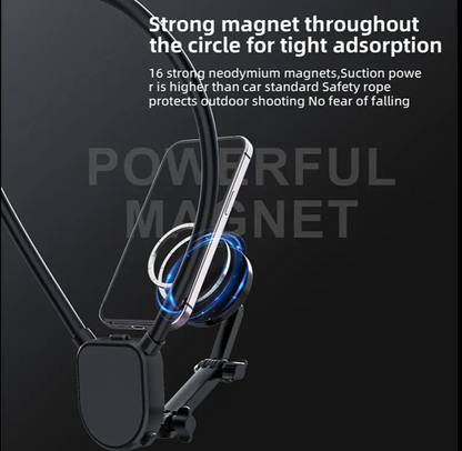 Smartphones Selfie Mount Hand Free Travel Phone Holder Magnetic POV Neck Mount