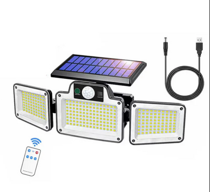 Waterproof IP65 3 Head 280 Led Solar Lights Outdoor Garden With Remote Control