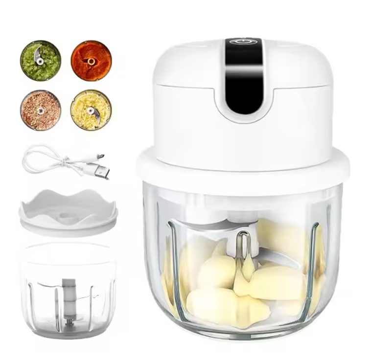 🔥🔥New Mini Electric Kitchen Knife With Glass Container  3 Seconds Cut Suitable For Onions/Fruit/Nuts/Meat