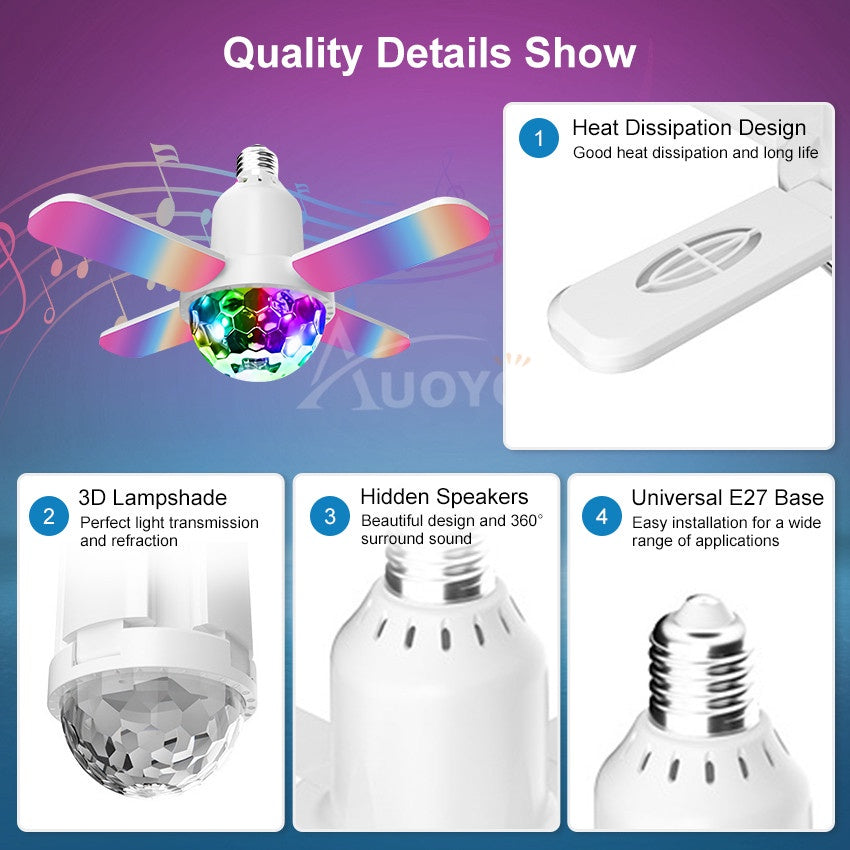 Smart Waterproof Ceiling Light LED Music Ceiling Lamp,with Bluetooth Speaker Dimmable RGB Color Changing Light with Remote Control