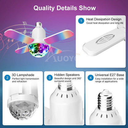 Smart Waterproof Ceiling Light LED Music Ceiling Lamp,with Bluetooth Speaker Dimmable RGB Color Changing Light with Remote Control